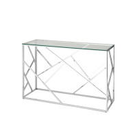Консоль Stool Group АРТ ДЕКО 120*40 прозрачное стекло/сталь серебро (ECST-015)