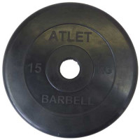 Диск обрезиненный MB Barbell ATLET MB-AtletB50-15 (d-51) черный