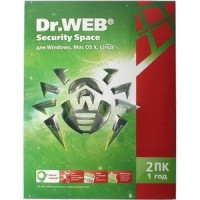 Программный продукт Dr.Web Security Space 2-Desktop ПК 1 год BHW-B-12M-2-A3