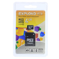 Карта памяти Exployd MicroSDHC 4GB Class10 + адаптер SD